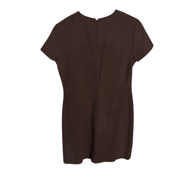 Vintage Ann Taylor Silk Shift Dress Espresso Brown Boxy Tailored Workwear 10 - Picture 3 of 7